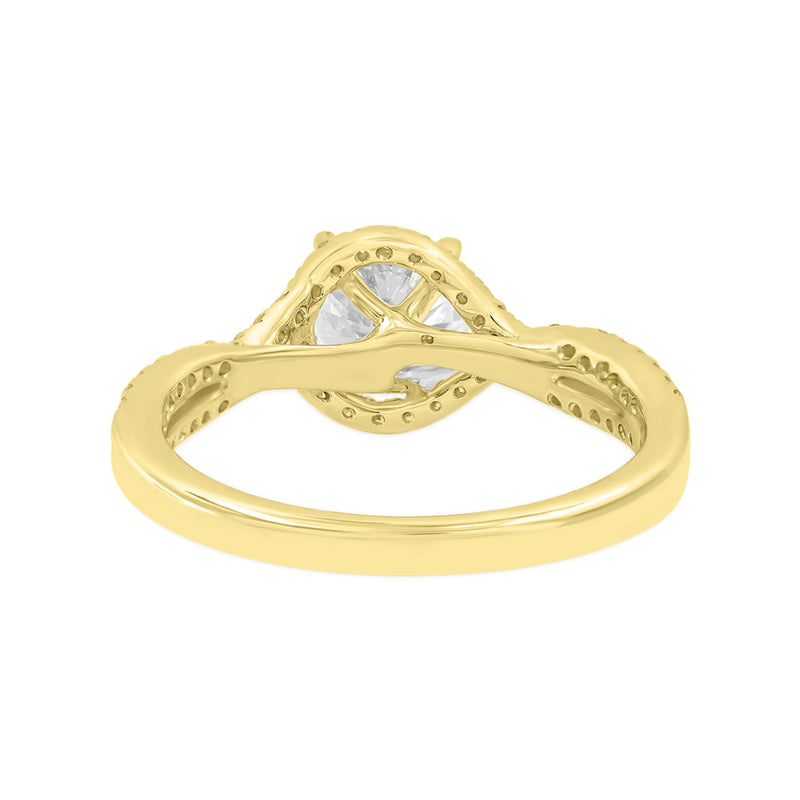 Bijou 14K Yellow Gold Round Cut Lab Grown Round Diamond Halo Engagement Ring - 2.29 Ct