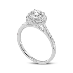 Solstice 14K White Gold Round Cut Lab Grown Round Diamond Halo Engagement Ring - 1.3 Ct