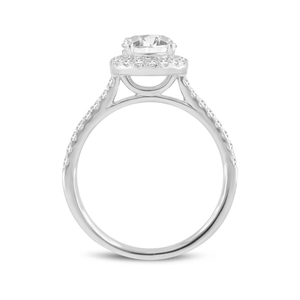 Solstice 14K White Gold Round Cut Lab Grown Round Diamond Halo Engagement Ring - 1.3 Ct