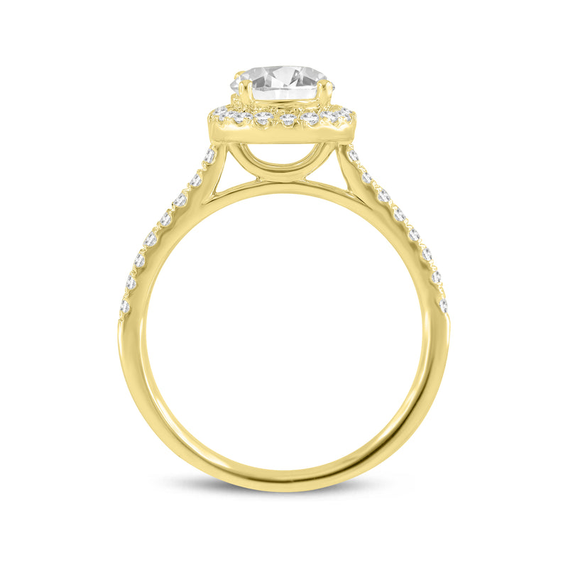 Solstice 14K Yellow Gold Round Cut Lab Grown Round Diamond Halo Engagement Ring - 1.39 Ct