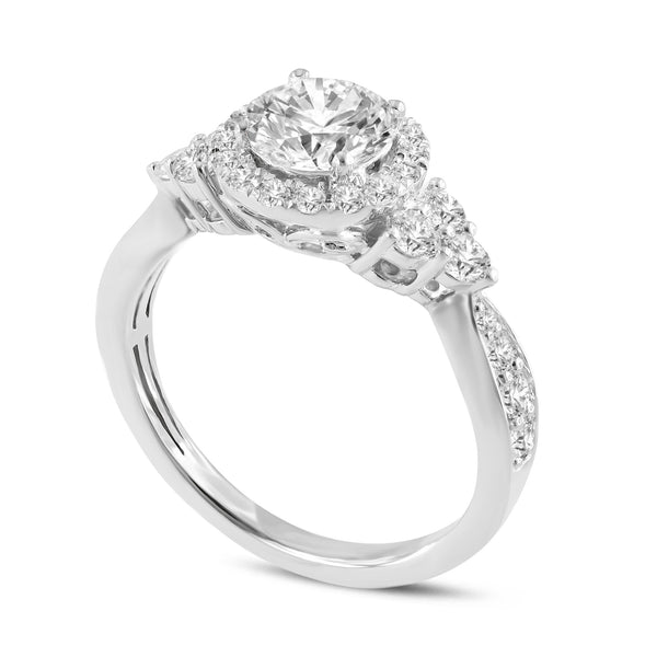 Mirabelle 14K White Gold Round Cut Lab Grown Round Diamond Halo Engagement Ring - 1.72 Ct