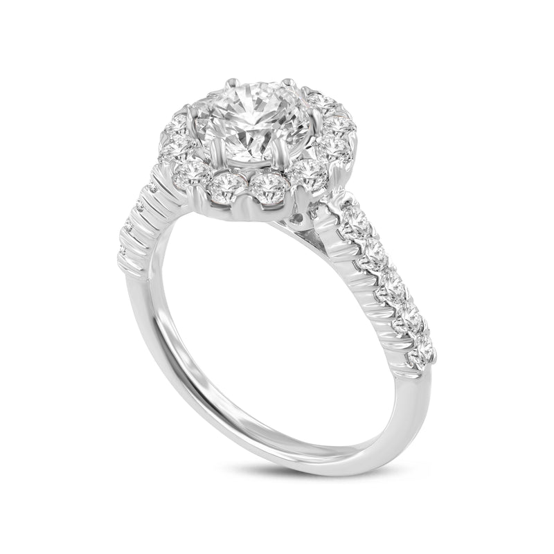 Seraphine 14K White Gold Round Cut Lab Grown Round Diamond Halo Engagement Ring - 2.04 Ct