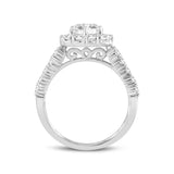 Seraphine 14K White Gold Round Cut Lab Grown Diamond Halo Engagement Ring - 2 Ct