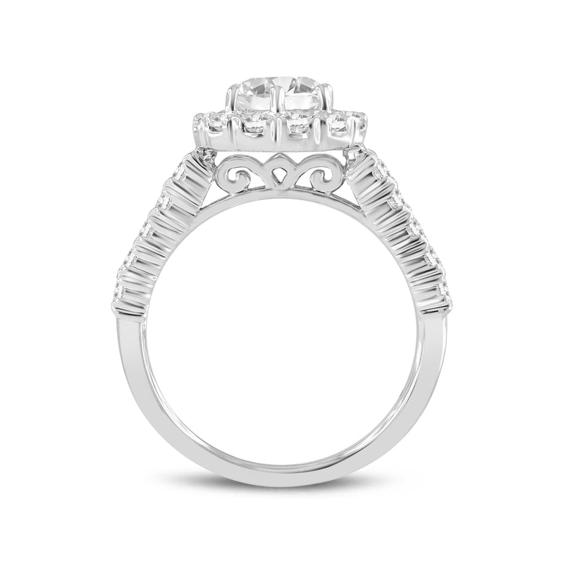 Seraphine 14K White Gold Round Cut Lab Grown Round Diamond Halo Engagement Ring - 2.04 Ct