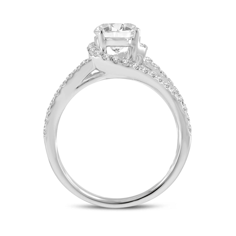 Clemence 14K White Gold Round Cut Lab Grown Diamond Spiral Halo Engagement Ring - 1.55 Ct