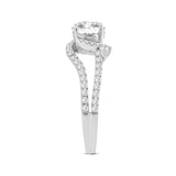 Clemence 14K White Gold Round Cut Lab Grown Diamond Spiral Halo Engagement Ring - 1.5 Ct