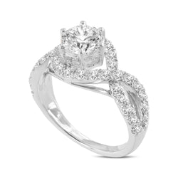 Ondine 14K White Gold Round Cut Lab Grown Round Diamond Spiral Halo Engagement Ring - 2.01 Ct