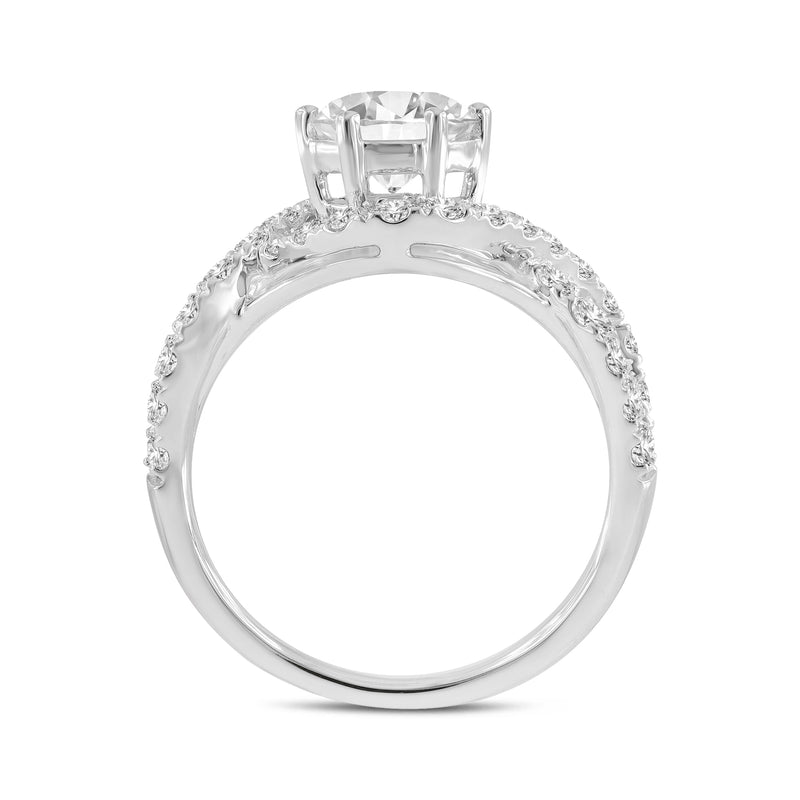 Ondine 14K White Gold Round Cut Lab Grown Round Diamond Spiral Halo Engagement Ring - 2.01 Ct