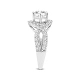 Ondine 14K White Gold Round Cut Lab Grown Diamond Spiral Halo Engagement Ring - 2 Ct