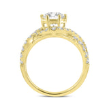 Ondine 14K Yellow Gold Round Cut Lab Grown Diamond Spiral Halo Engagement Ring - 2.0 Ct