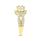 Ondine 14K Yellow Gold Round Cut Lab Grown Diamond Spiral Halo Engagement Ring - 2.0 Ct