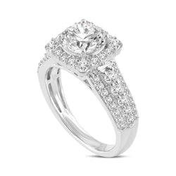 Sienna 14K White Gold Round Cut Lab Grown Round Diamond Halo Engagement Ring - 2.54 Ct