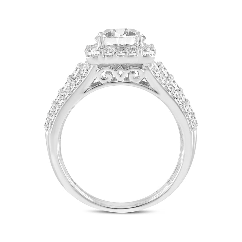 Sienna 14K White Gold Round Cut Lab Grown Round Diamond Halo Engagement Ring - 2.54 Ct