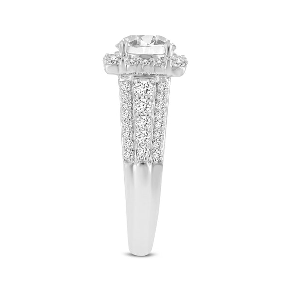 Sienna 14K White Gold Round Cut Lab Grown Round Diamond Halo Engagement Ring - 2.54 Ct