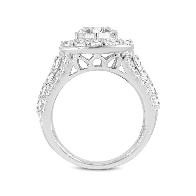 Aline 14K White Gold Round Cut Lab Grown Round Diamond Halo Engagement Ring - 3.94 Ct