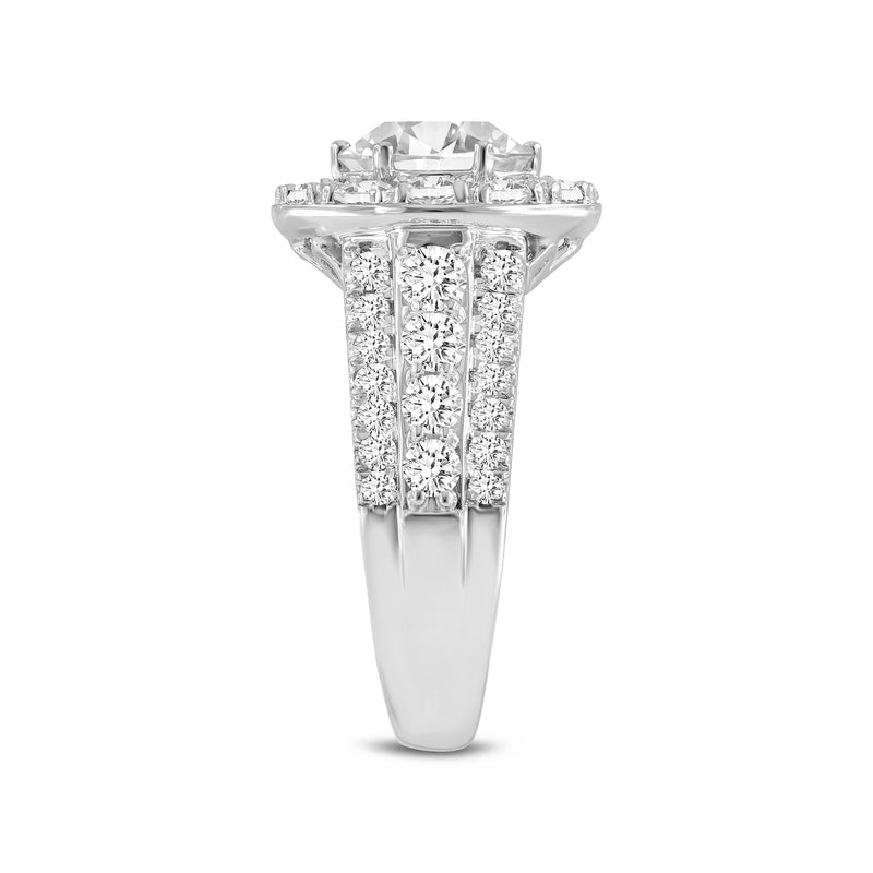 Aline 14K White Gold Round Cut Lab Grown Round Diamond Halo Engagement Ring - 3.94 Ct