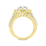 Aline 14K Yellow Gold Round Cut Lab Grown Round Diamond Halo Engagement Ring - 3.85 Ct
