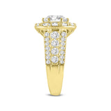 Aline 14K Yellow Gold Round Cut Lab Grown Round Diamond Halo Engagement Ring - 3.85 Ct