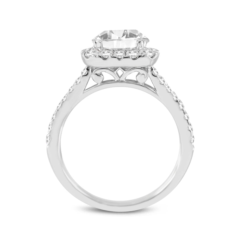 Etoile 14K White Gold Round Cut Lab Grown Round Diamond Halo Engagement Ring - 2.97 Ct