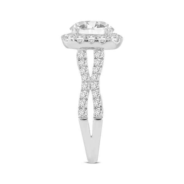 Etoile 14K White Gold Round Cut Lab Grown Round Diamond Halo Engagement Ring - 2.97 Ct