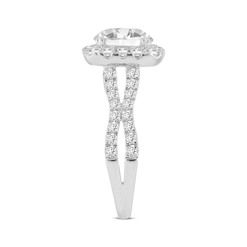 Etoile 14K White Gold Round Cut Lab Grown Round Diamond Halo Engagement Ring - 2.97 Ct