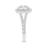 Celine 14K White Gold Round Cut Lab Grown Diamond Halo Engagement Ring - 2.9 Ct