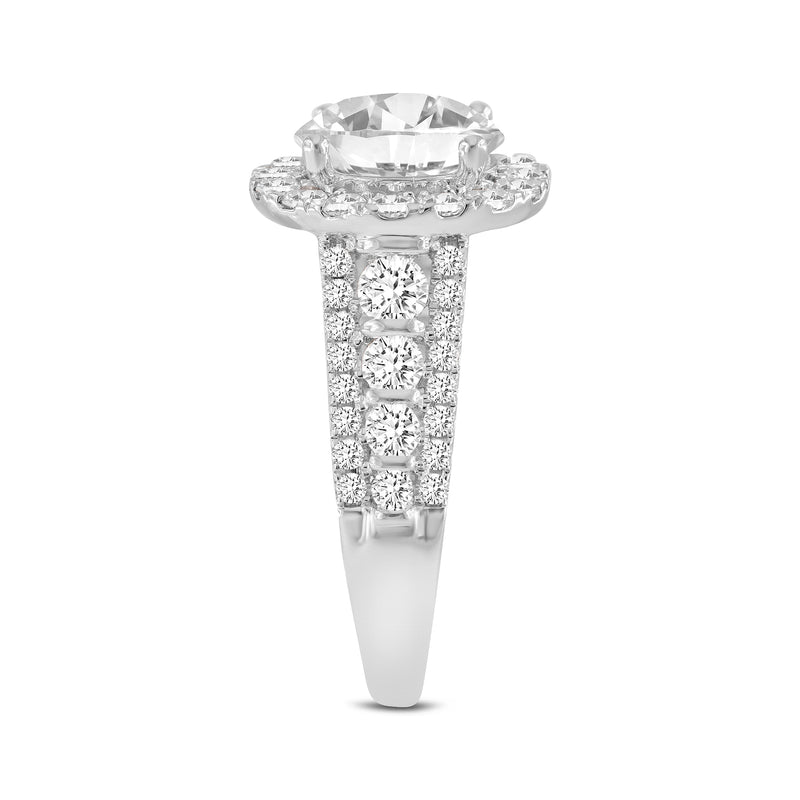 Vigne 14K White Gold Round Cut Lab Grown Round Diamond Halo Engagement Ring - 4.53 Ct