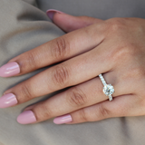 Aurielle 14K White Gold Round Cut Hidden Halo Lab Grown Diamond Engagement Ring - 2 Ct
