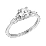 Elora 14K White Gold Round & Marquise Cut Lab Grown Diamond Engagement Ring - 1 Ct
