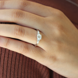 Elora 14K White Gold Round & Marquise Cut Lab Grown Diamond Engagement Ring - 1 Ct