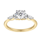 Elora 14K Yellow Gold Round & Marquise Cut Lab Grown Diamond Engagement Ring - 1 Ct