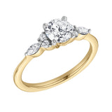 Elora 14K Yellow Gold Round & Marquise Cut Lab Grown Diamond Engagement Ring - 1 Ct