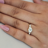 Elora 14K Yellow Gold Round & Marquise Cut Lab Grown Diamond Engagement Ring - 1 Ct