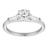 Nova 14K White Gold Tapered Baguette & Round Cut Lab Grown Diamond Three Stone Ring - 1.48 ct