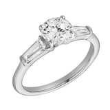 Nova 14K White Gold Tapered Baguette & Round Cut Lab Grown Diamond Three Stone Ring - 1.48 ct