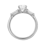 Nova 14K White Gold Tapered Baguette & Round Cut Lab Grown Diamond Three Stone Ring - 1.48 ct