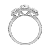 Regalia 14K White Gold Round Cut Lab Grown Diamond Halo Trinity Ring - 2 ct