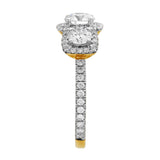 Regalia 14K Yellow Gold Round Cut Lab Grown Diamond Halo Trinity Ring - 2 ct