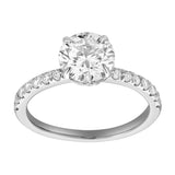 Amore 14K White Gold Round Cut Lab Grown Diamond Hidden Halo Engagement Ring - 1.95 Ct