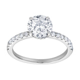 Amore 14K White Gold Round Cut Lab Grown Diamond Hidden Halo Engagement Ring - 1.95 Ct