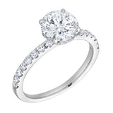 Amore 14K White Gold Round Cut Lab Grown Diamond Hidden Halo Engagement Ring - 1.95 Ct
