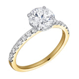 Amore 14K Yellow Gold Round Cut Lab Grown Diamond Hidden Halo Engagement Ring - 1.95 Ct
