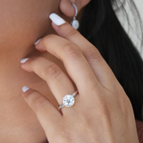 Tiarae 14K White Gold Round Cut Lab Grown Diamond Cathedral Ring - 2 ct