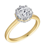 Tiarae 14K Yellow Gold Round Cut Lab Grown Diamond Cathedral Ring - 2 ct