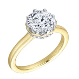 Tiarae 14K Yellow Gold Round Cut Lab Grown Diamond Cathedral Ring - 2 ct