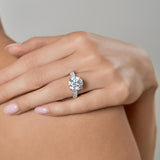 Laryssa 14K White Gold Round Lab Grown Diamond Hidden Halo Engagement Ring - 7 cts