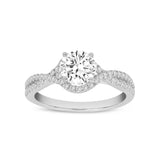 Everly 14K White Gold Round Cut Lab Grown Diamond Halo Twist Engagement Ring - 1.2 Ct