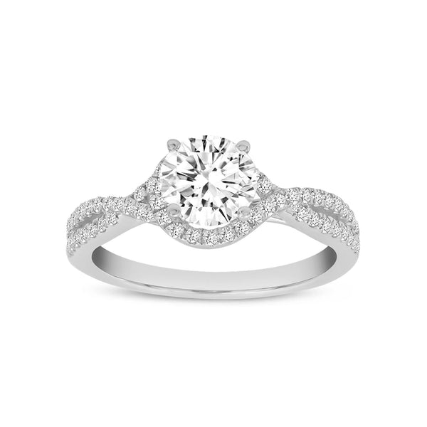 Certified Lab Grown Round Diamond Halo Twist Ring (1.41 ctw) in 14K Gold