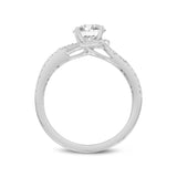 Everly 14K White Gold Round Cut Lab Grown Diamond Halo Twist Engagement Ring - 1.2 Ct