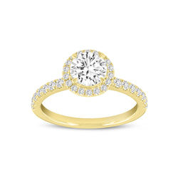 Certified Lab Grown Round Diamond Halo Ring (1.52 ctw) in 14K Yellow Gold